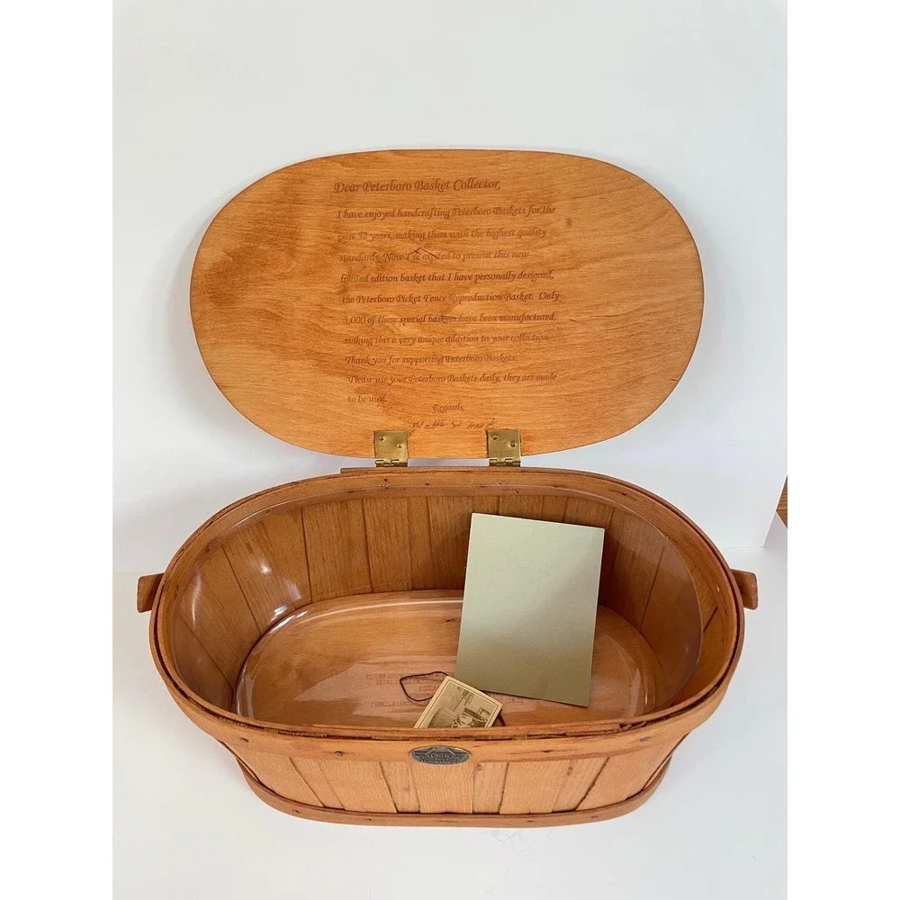 Peterboro Basket Co Picket Fence Limited Edition Wood‎ Basket USA SIGNED RARE